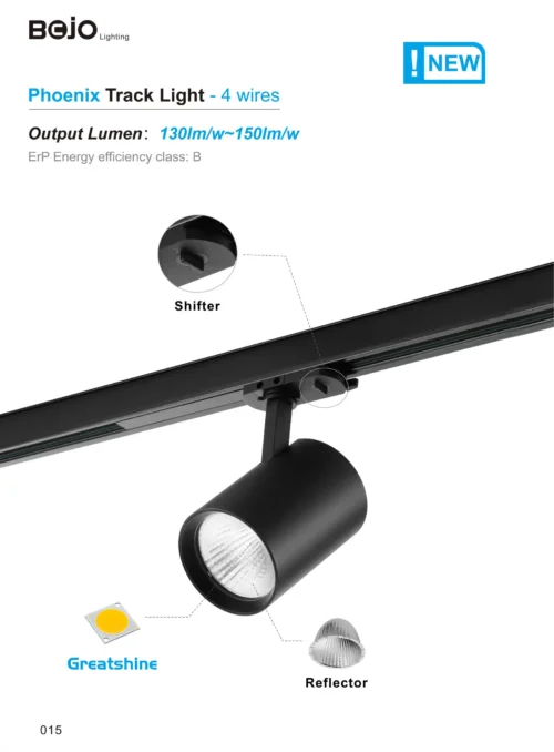2025-2026箔晶外贸图册-251112 (27) Model & Wattage - High Lumen Series Isolated Driver LED Track Light (4 Wires / 120lm/W) - BJ-NGD40-S (40W / 90*L160*H190mm)