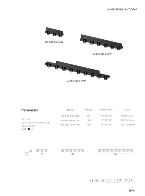 Model & Wattage - Minute Series DR5 Multi-Spot Grille Linear Light (24V)