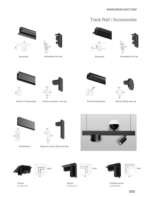 Magnetic Track Accessory - Minute Series Outside Wall Corner 90° (BJ-DR5-WCR)